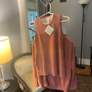 Marla Wynne Layers pants, Bomber Sweater&matching sleeveless ribbed knit sweater